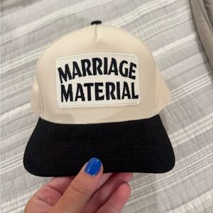 'Marriage Material' Patch Cap - Cream & Black